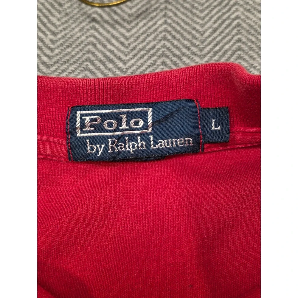 Polo Ralph Lauren Mens Large Red Short Sleeve Pique Polo Shirt‎ Blue Pony Logo